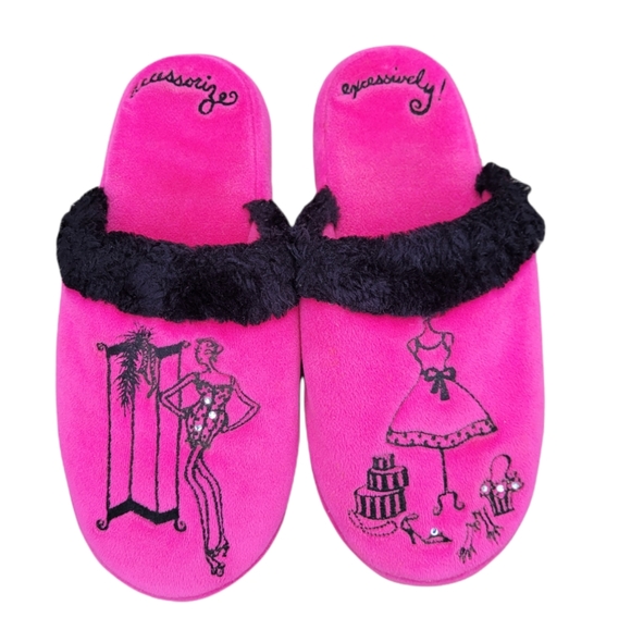 ISOTONER TOTES Glamour Girl Hot Pink Slippers sz Medium